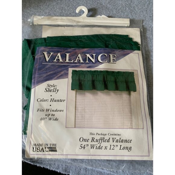 Shelly Style Hunter Green Ruffled Valance 54" W x 12" L - Picture 5 of 6